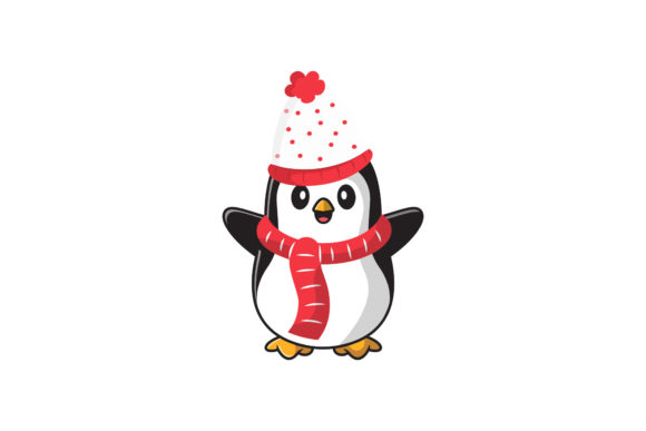 Charming Christmas Character Penguin for Graphics