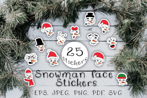 Cheerful Snowman Faces Stickers: Perfect for Festive Branding
