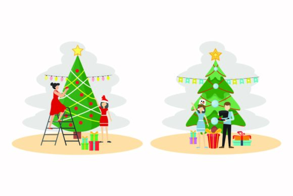 Christmas Background Tree Vector Set: Perfect for Festive Graphics and Illustrations