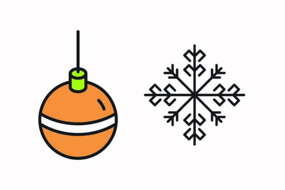 Christmas Ball Black Snowflake Vector for Graphics & Illustrations
