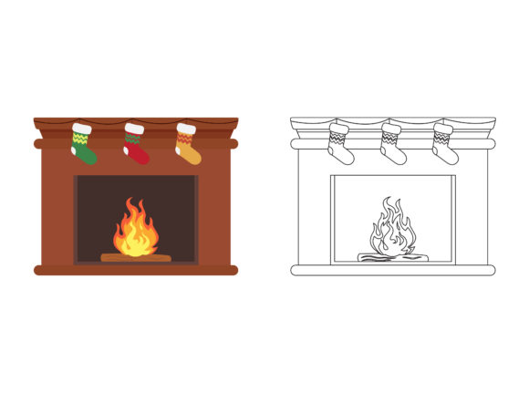 Christmas Fireplace Fill Outline Icon: A Versatile Graphics Asset