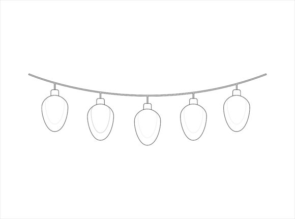 Christmas Lights Outline Icon Vector for Graphics & Illustrations