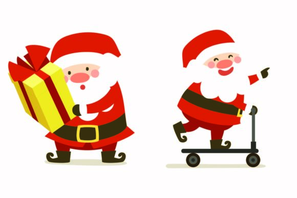Christmas Santa Scooter Illustration: A Festive Graphics Asset