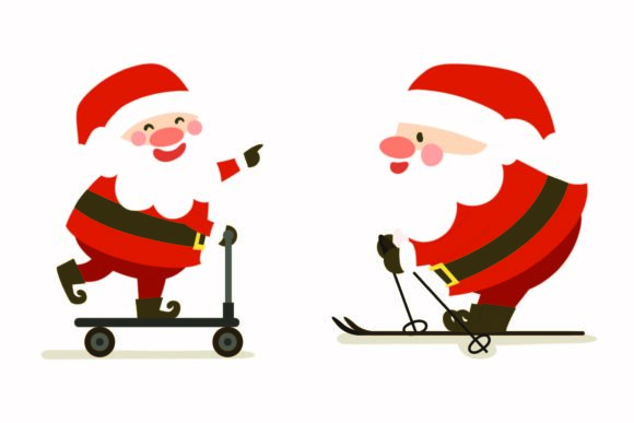 Christmas Santa Scooter Ski Illustration: A Festive Graphics Choice